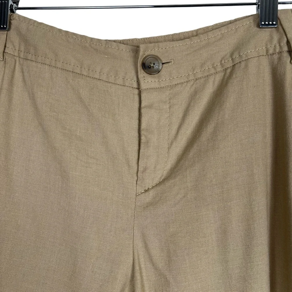 Banana‎ Republic Martin Pants 10 Khaki Straight Linen Stretch Classic Coastal